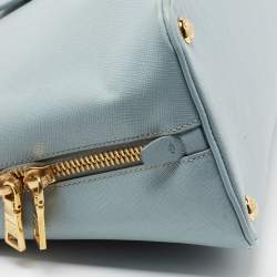 Pre Owned Prada Light Blue Saffiano Lux Leather Promenade Satchel