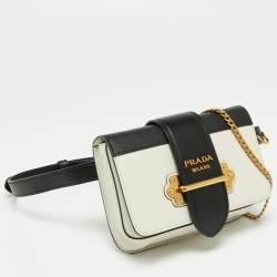 Prada White/Black Leather Cahier Belt Bag