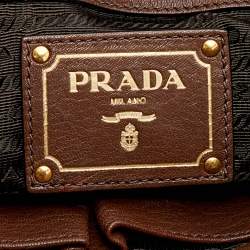 Pre Owned Prada Dark Brown Leather Cervo Satchel