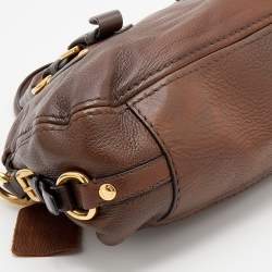 Pre Owned Prada Dark Brown Leather Cervo Satchel