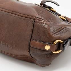 Pre Owned Prada Dark Brown Leather Cervo Satchel