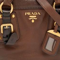 Pre Owned Prada Dark Brown Leather Cervo Satchel