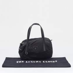 Pre Owned Prada Black Saffiano Leather And Nylon Duffel Bag