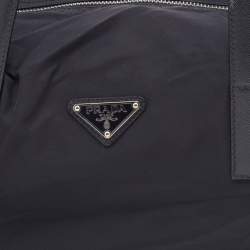 Pre Owned Prada Black Saffiano Leather And Nylon Duffel Bag