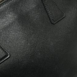 Pre Owned Prada Black Saffiano Lux Leather Small Double Zip Tote