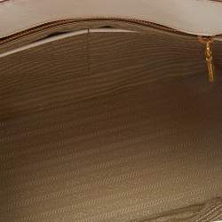 Pre Owned Prada Beige/White Saffiano Lux Leather Parabole Shopping Tote