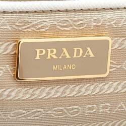 Pre Owned Prada Beige/White Saffiano Lux Leather Parabole Shopping Tote