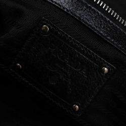 Pre Owned Prada Black Cervo Lux Leather Chain Bowling Bag