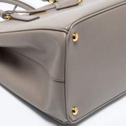 Pre Owned Prada Dark Beige Saffiano Lux Leather Large Double Zip Tote