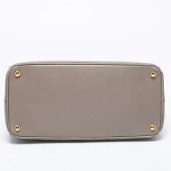 Pre Owned Prada Dark Beige Saffiano Lux Leather Large Double Zip Tote