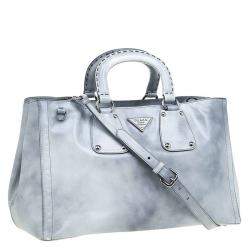 Pre Owned Prada Grey Spazzolato Leather Shopping Tote