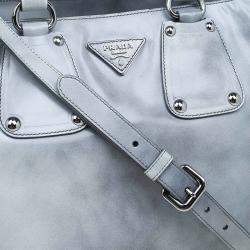 Pre Owned Prada Grey Spazzolato Leather Shopping Tote