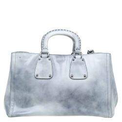 Pre Owned Prada Grey Spazzolato Leather Shopping Tote