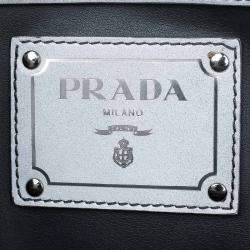Pre Owned Prada Grey Spazzolato Leather Shopping Tote