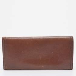 Pre Owned Prada Brown Leather Flap Continental Wallet