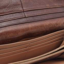 Pre Owned Prada Brown Leather Flap Continental Wallet