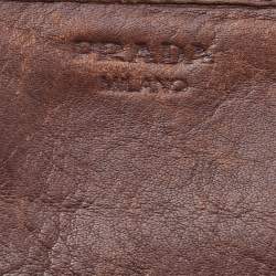 Pre Owned Prada Brown Leather Flap Continental Wallet