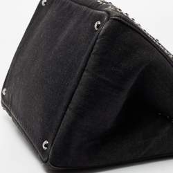 Pre Owned Prada Black Denim Crystal Studded Tote