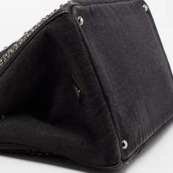 Pre Owned Prada Black Denim Crystal Studded Tote