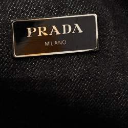Pre Owned Prada Black Denim Crystal Studded Tote