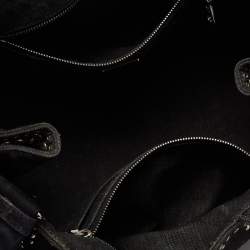 Pre Owned Prada Black Denim Crystal Studded Tote