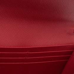Pre Owned Prada Red Saffiano Leather Flap Continental Wallet