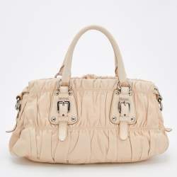 Pre Owned Prada Cream Leather Gaufre Satchel