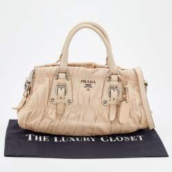 Pre Owned Prada Cream Leather Gaufre Satchel