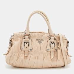 Pre Owned Prada Cream Leather Gaufre Satchel