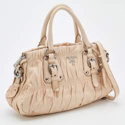 Pre Owned Prada Cream Leather Gaufre Satchel