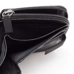 Pre Owned Prada Black Nylon Compact Zip Wallet
