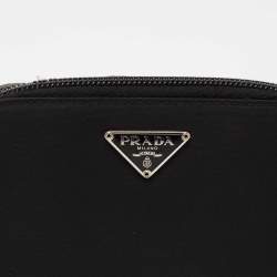 Pre Owned Prada Black Nylon Compact Zip Wallet