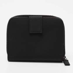 Pre Owned Prada Black Nylon Compact Zip Wallet