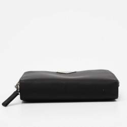 Pre Owned Prada Black Nylon Compact Zip Wallet