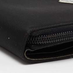 Pre Owned Prada Black Nylon Compact Zip Wallet