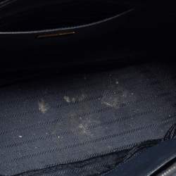 Pre Owned Prada Two Tone Blue Saffiano Lux Leather Medium Double Zip Tote