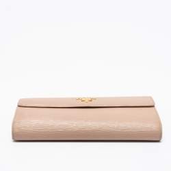 Pre Owned Prada Beige Vitello Move Leather Flap Continental Wallet