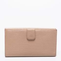 Pre Owned Prada Beige Vitello Move Leather Flap Continental Wallet