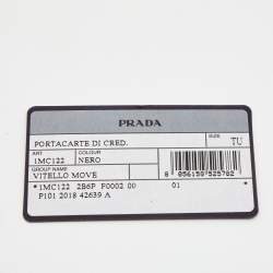 Pre Owned Prada Black Move Leather Logo Flap Card Case