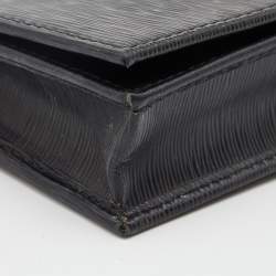 Pre Owned Prada Black Move Leather Logo Flap Card Case