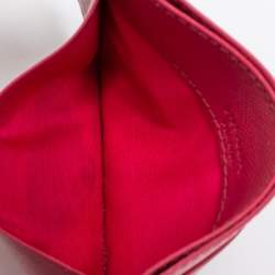 Pre Owned Prada Pink Saffiano Metal Leather Logo Card Holder