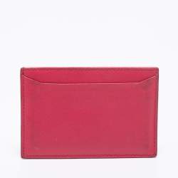 Pre Owned Prada Pink Saffiano Metal Leather Logo Card Holder