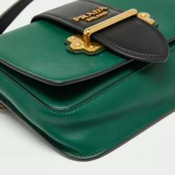 Pre Owned Prada Green/Black Leather Cahier Belt Bag