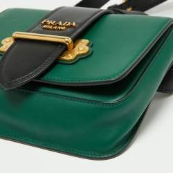 Pre Owned Prada Green/Black Leather Cahier Belt Bag