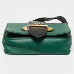 Pre Owned Prada Green/Black Leather Cahier Belt Bag