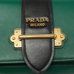 Pre Owned Prada Green/Black Leather Cahier Belt Bag