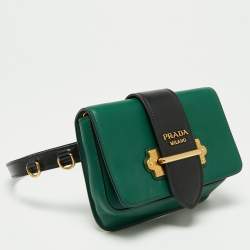 Pre Owned Prada Green/Black Leather Cahier Belt Bag