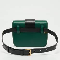 Pre Owned Prada Green/Black Leather Cahier Belt Bag