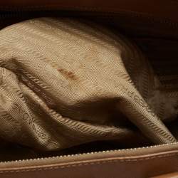Pre Owned Prada Caramel Brown Saffiano Lux Leather Large Double Zip Tote