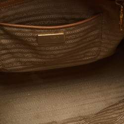 Pre Owned Prada Caramel Brown Saffiano Lux Leather Large Double Zip Tote